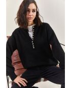 Maglione in maglia a collo alto con bottoni nero opaco