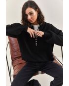 Maglione in maglia a collo alto con bottoni nero opaco