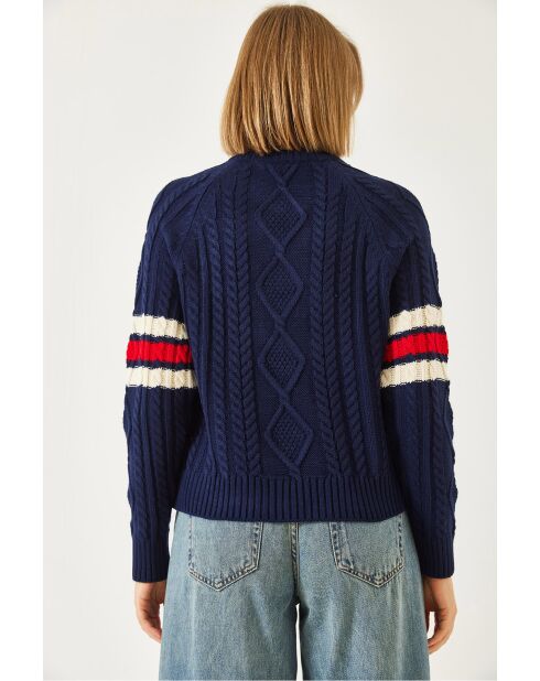 Pull en maille à col V bleu marine
