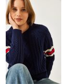 Pull en maille à col V bleu marine