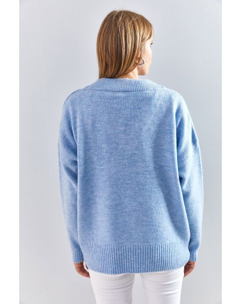Pull en maille à col V bleu bébé