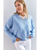 Pull en maille à col V bleu bébé