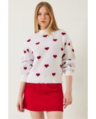 Pull en maille à motif cœur blanc