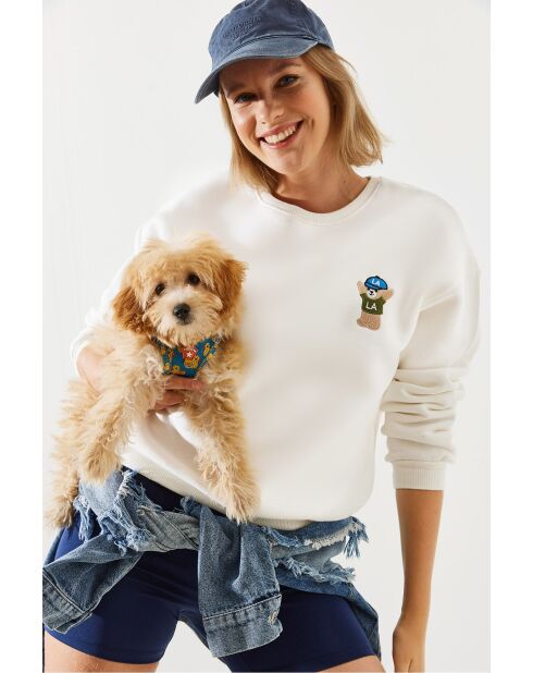 Sweat en fil brodé écru