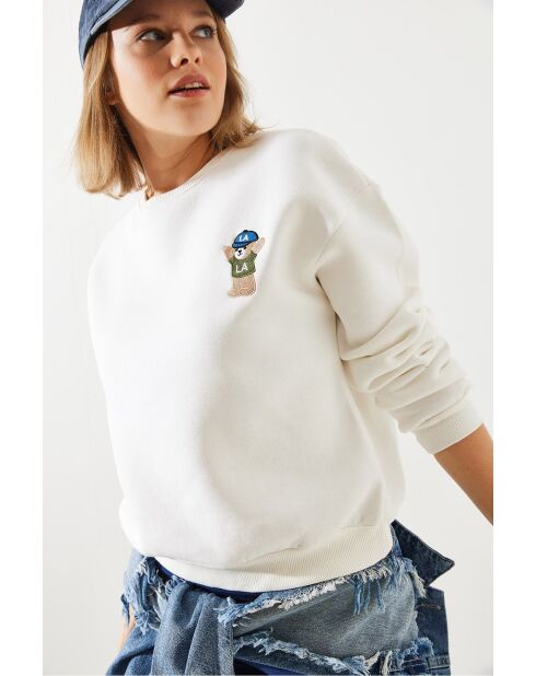 Sweat en fil brodé écru