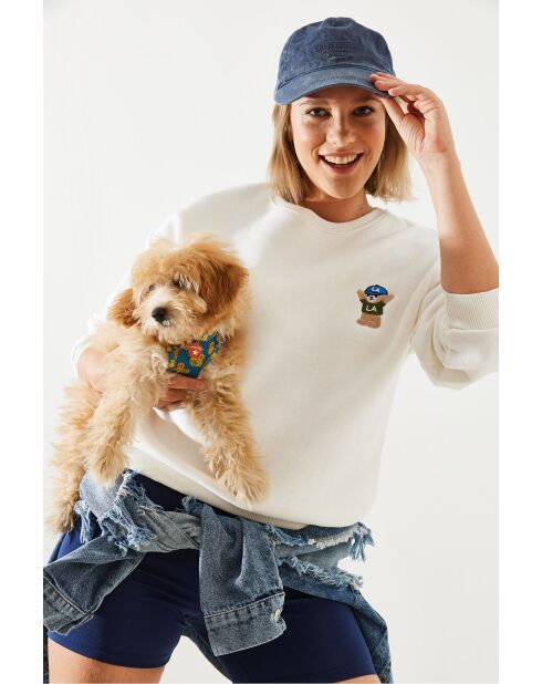 Sweat en fil brodé écru