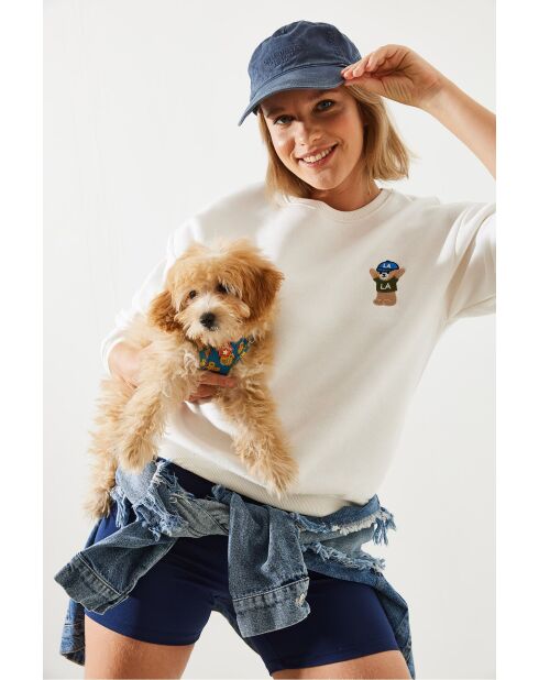 Sweat en fil brodé écru