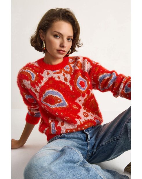 Orangefarbener Rollkragenpullover aus weichem Strick