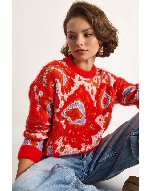 Orangefarbener Rollkragenpullover aus weichem Strick