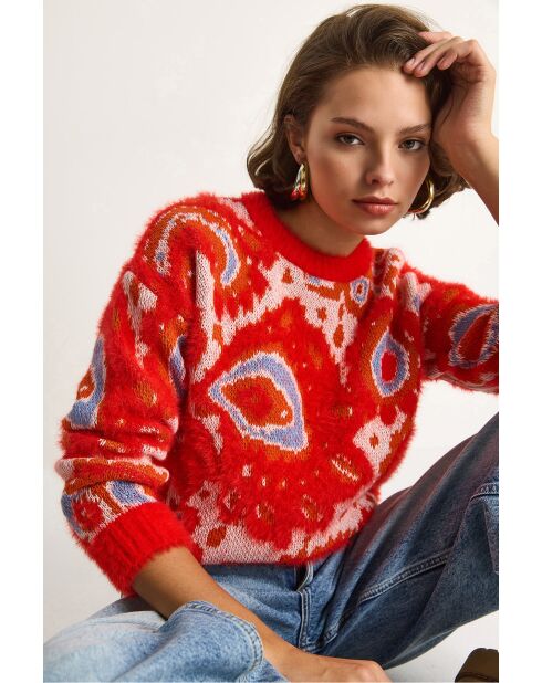 Orangefarbener Rollkragenpullover aus weichem Strick