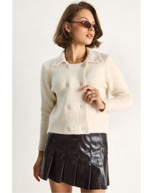 Gilet polo doux à boutons pierre