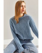 Pull en maille à motifs bleu bébé
