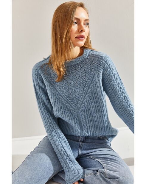 Pull en maille à motifs bleu bébé