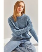 Pull en maille à motifs bleu bébé