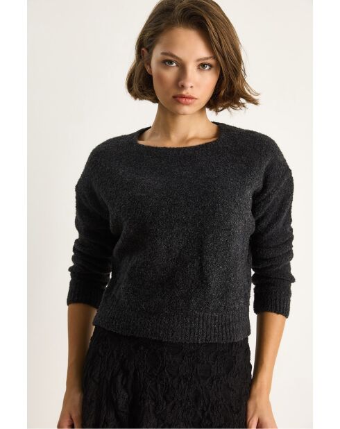 Pull en maille douce à encolure carrée noir