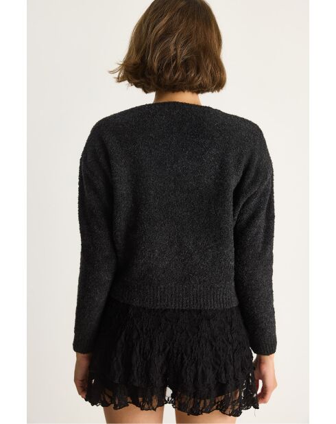 Pull en maille douce à encolure carrée noir
