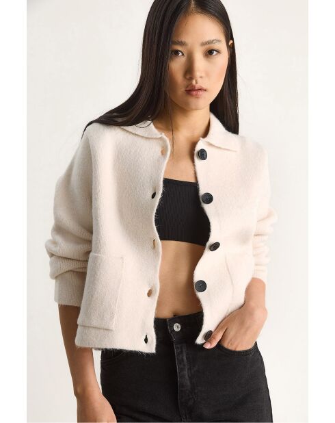 chaleco/ropa de abrigo con bolsillo de malla cómodo color crudo