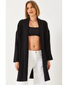 Gilet oversize en maille côtelée noir