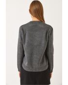 Pull basique teddy brodé anthracite