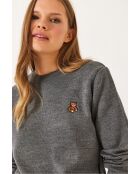 Pull basique teddy brodé anthracite