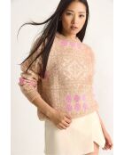 Pull en maille à manches longues et col rond vison