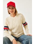 Pull en maille à col V écru