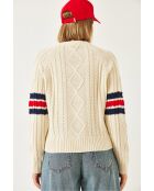 Pull en maille à col V écru