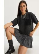 Pull en maille à manches courtes color block avec poches anthracite