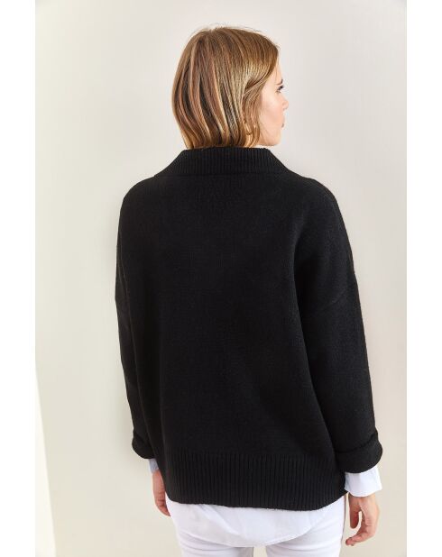 Maglione nero in maglia con scollo a V