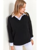 Maglione nero in maglia con scollo a V