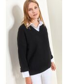 Maglione nero in maglia con scollo a V