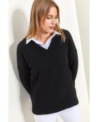 Maglione nero in maglia con scollo a V