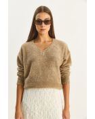 Pull texturé à col V vison