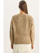 Pull texturé à col V vison