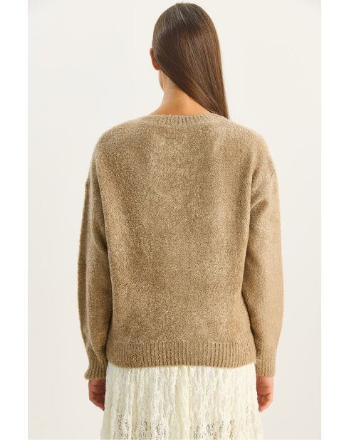 Pull texturé à col V vison