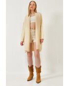 Gilet oversize en maille côtelée écru