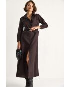 Robe boutonnée avec poches et ceinture brun amer