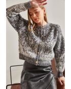 Gilet en maille doublé polaire à boutons anthracite