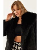Manteau en fausse fourrure doublée noir