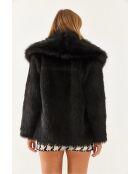Manteau en fausse fourrure doublée noir