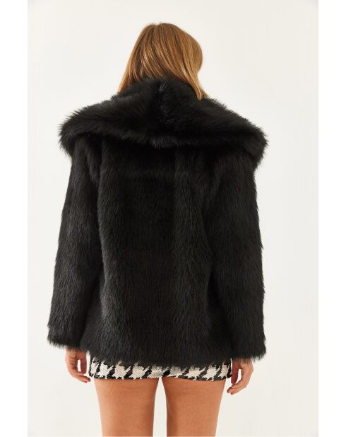 Manteau en fausse fourrure doublée noir