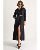 Robe boutonnée avec poches et ceinture noire