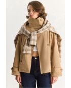 Trench court oversize avec ceinture détaillée camel