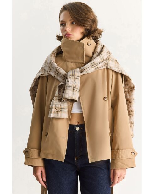 Trench court oversize avec ceinture détaillée camel