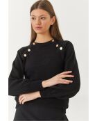 Maglione raglan nero con bottoni