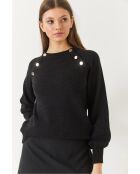 Maglione raglan nero con bottoni