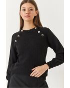 Maglione raglan nero con bottoni