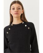 Maglione raglan nero con bottoni
