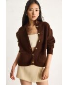 Chaleco de punto grueso con bolsillos marrón amargo