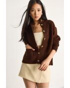 Chaleco de punto grueso con bolsillos marrón amargo